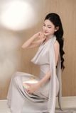  Váy lụa dài xám 