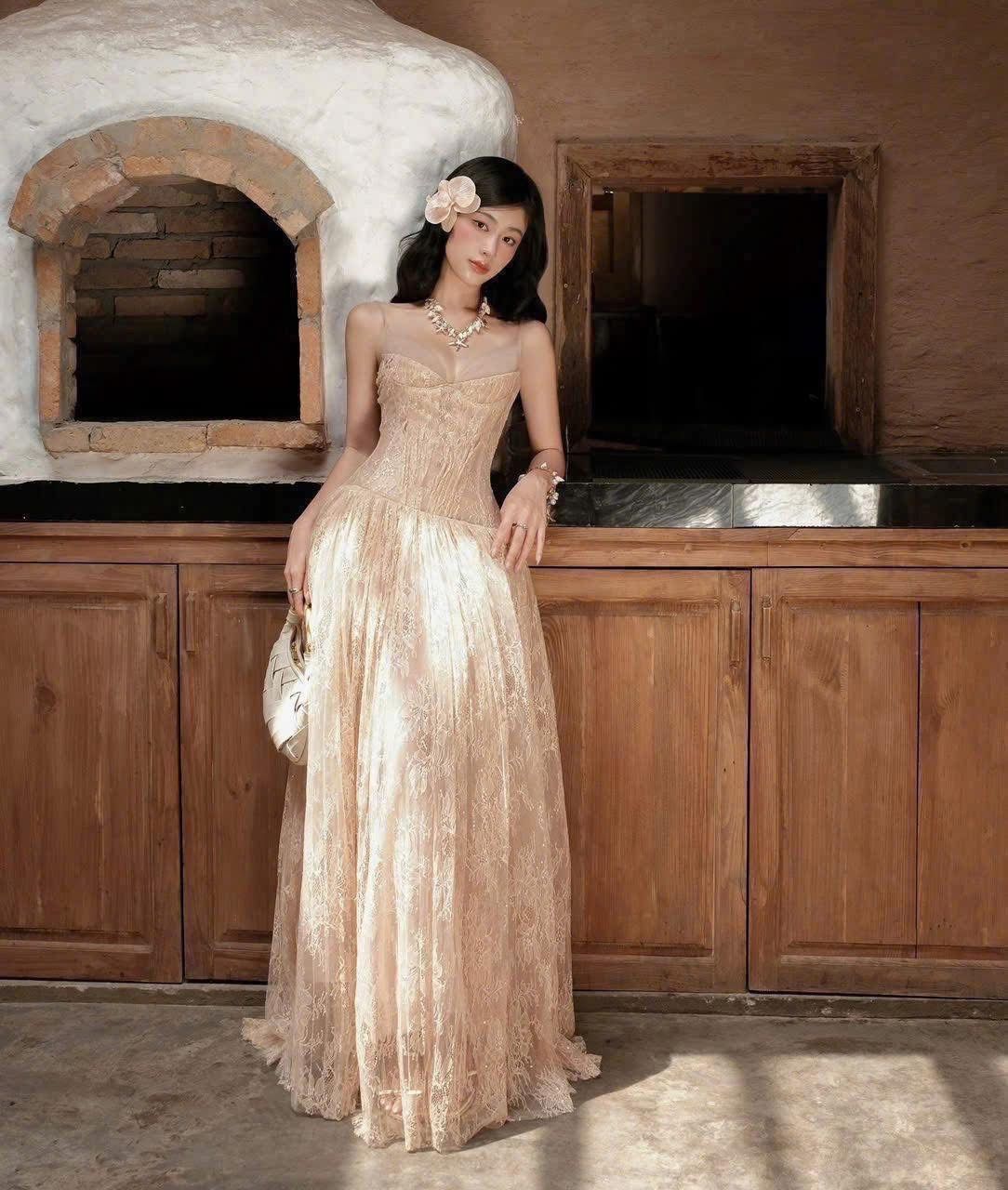  Váy hai dây kem OnOnMM 