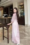  Áo dài kem thuê hoa Vân Chi 