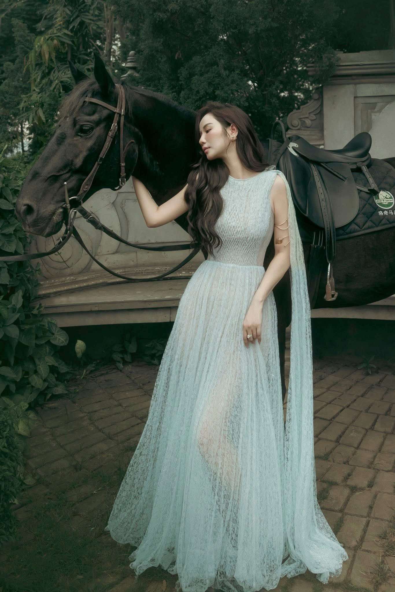  Váy voan lưới xanh 
