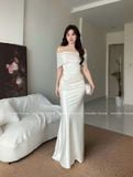  Váy lụa cúp ngực kem 