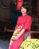  Áo dài đỏ Rimmy 