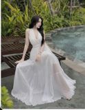  Váy đi biển hở lưng trắng 