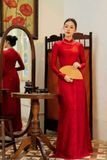  Áo dài truyền thống Hà Cúc đỏ 