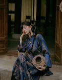  Áo dài xanh đậm 