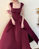  Váy corset cổ điển Pomelo Flower đỏ 