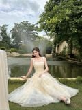  Đầm hai dây cổ vuông Elodie Sò Vintage 