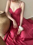  Váy hai dây cúp ngực hồng 