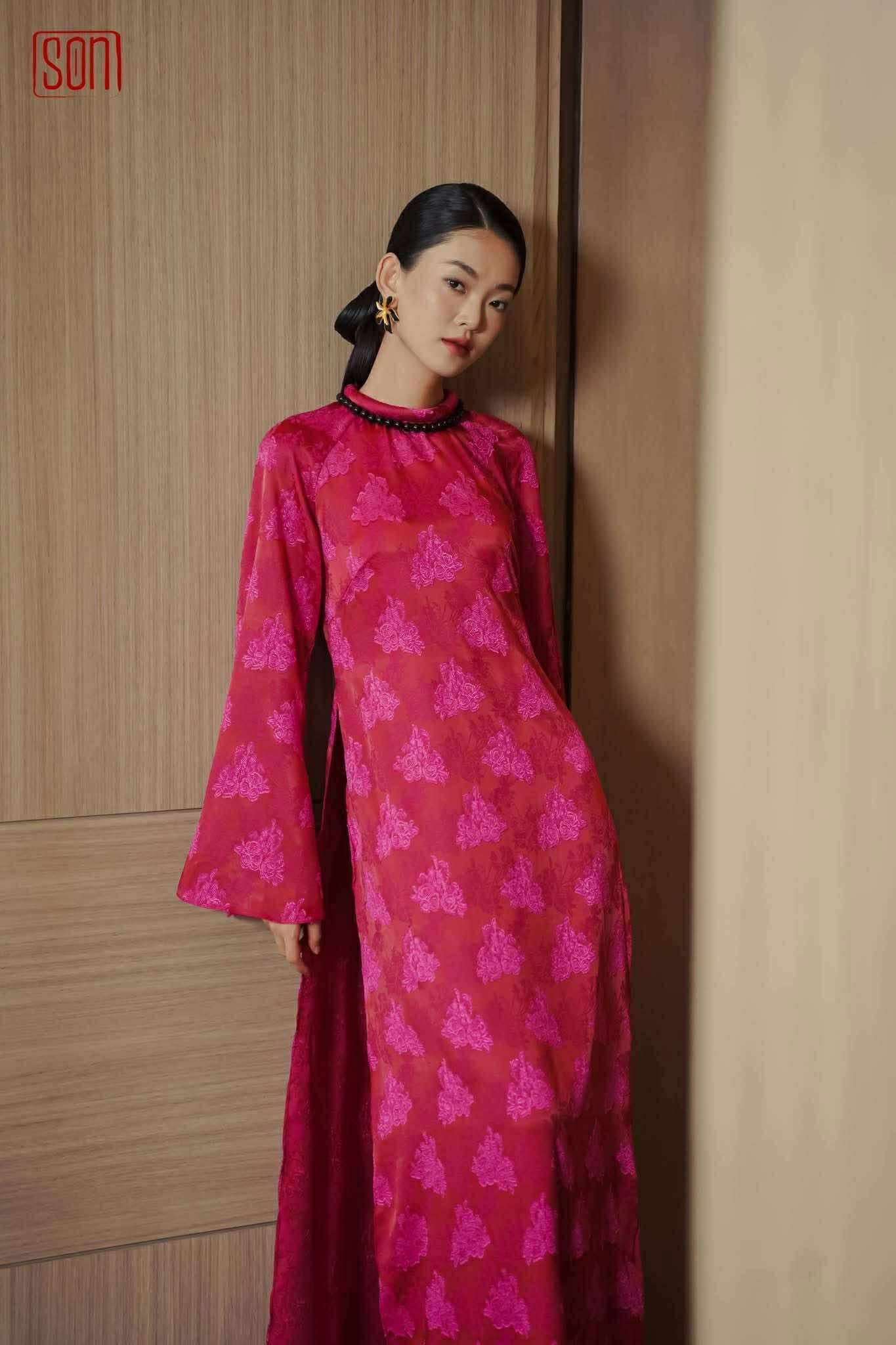  Áo dài Diệp son hồng 