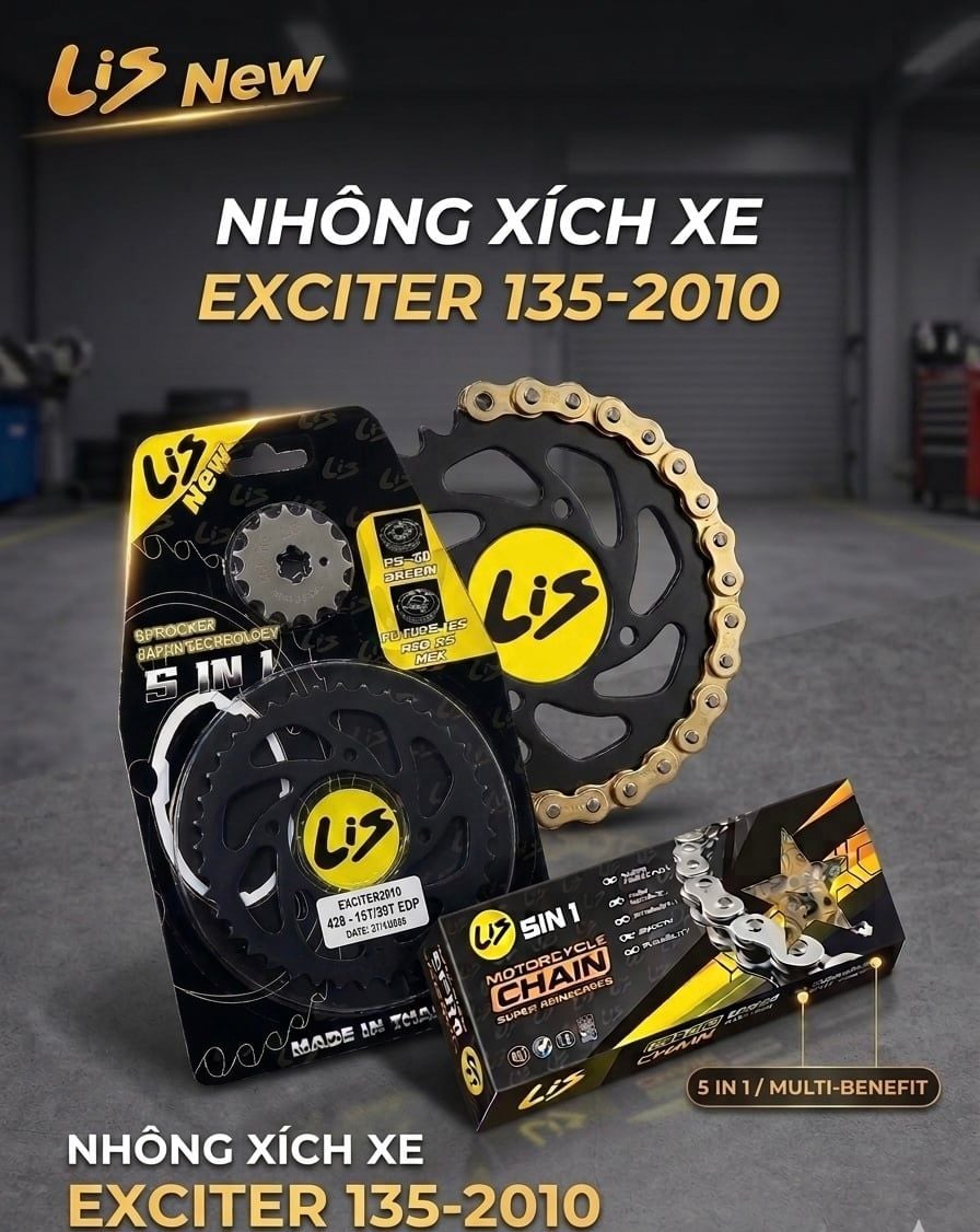 Nhông Sên Dĩa Nhập Khẩu Thái Lan LIS Exciter 135 Đời 2010 – Sên Vàng Cao Cấp