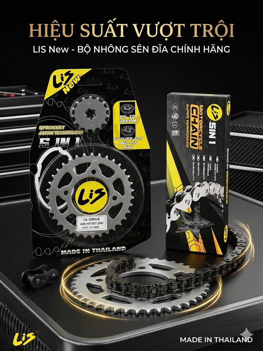 Nhông Sên Dĩa LIS Sirius 102L Nhập Khẩu Thái Lan Chính Hãng – Dành Cho Yamaha Sirius