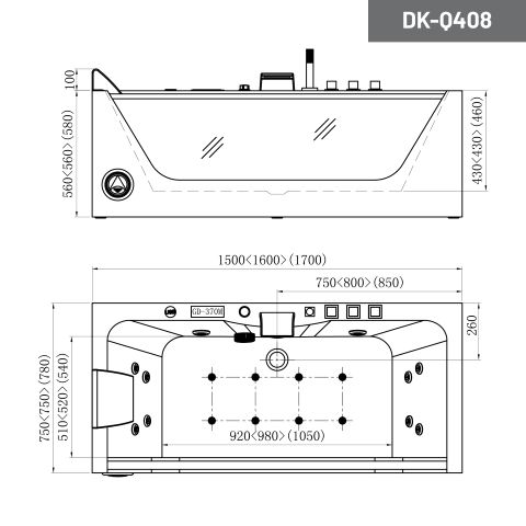  Bồn Tắm Massage D&K Đặt Sàn Có Đèn LED 