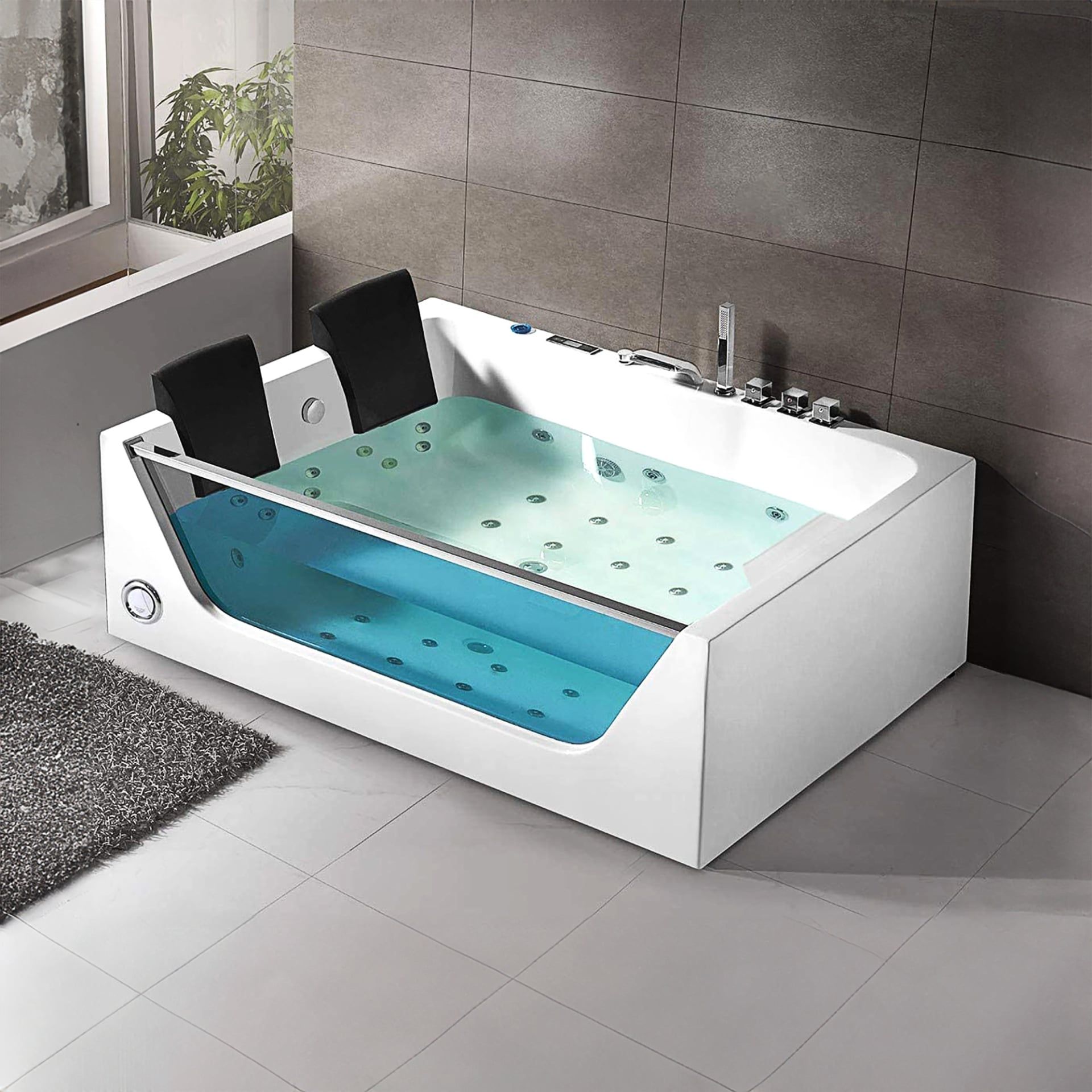 Bồn Tắm Massage Đôi D&K Đặt Sàn Có Đèn LED