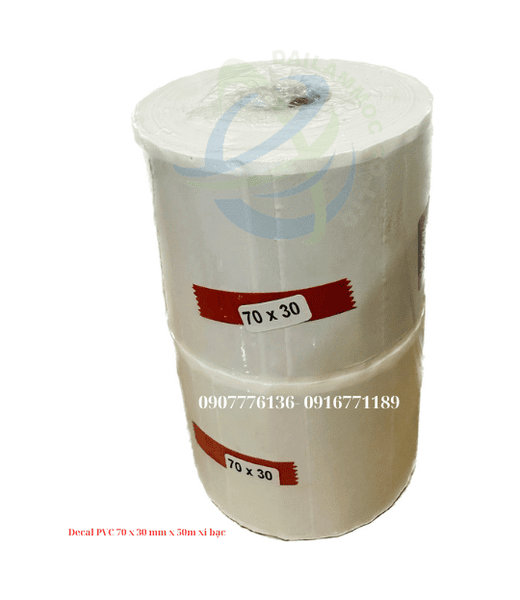 Decal PVC 70 x 30 mm x 50m Xi Bạc