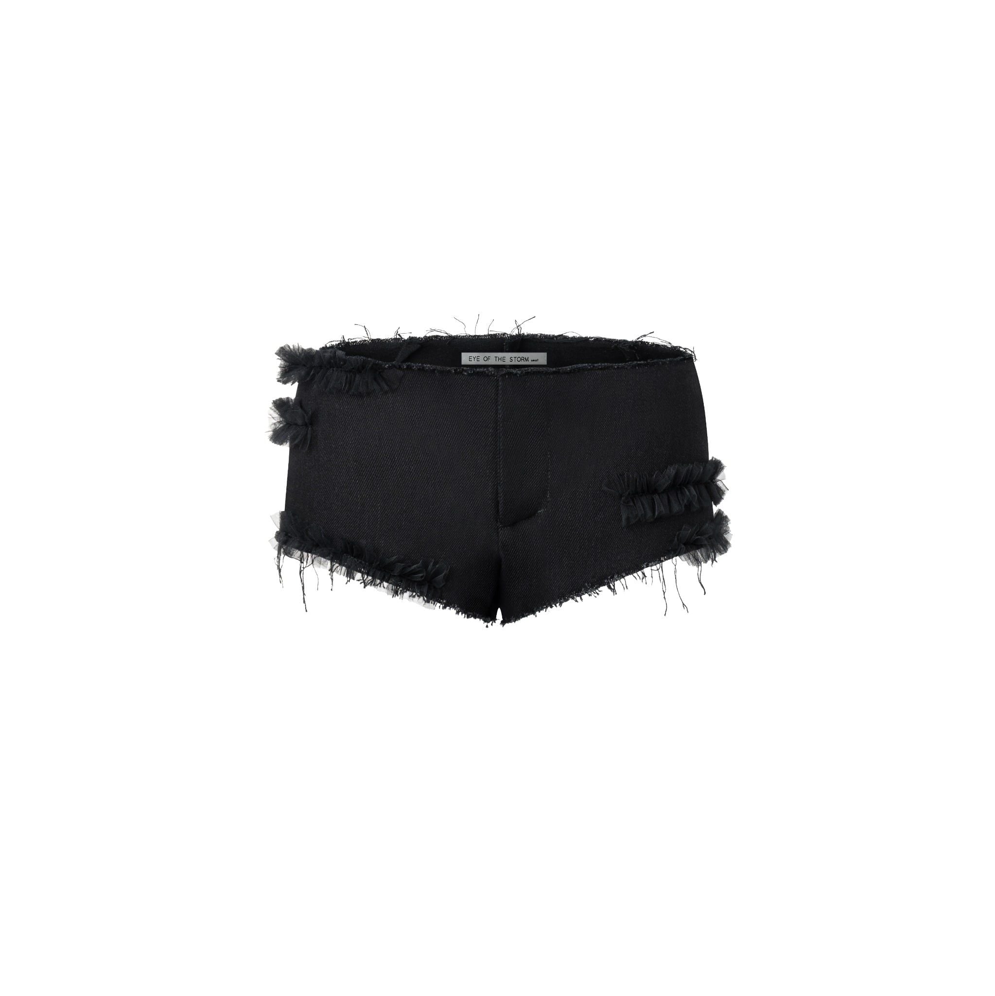  ZD- RAW RUFFLE SHORTS BLACK 