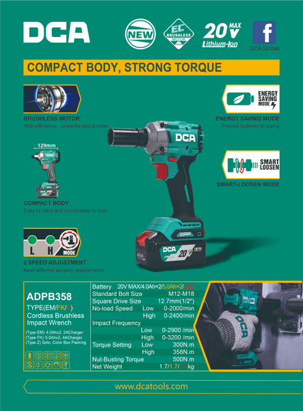 Máy Siết Bu Lông Dùng Pin ADPB358EM