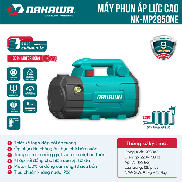 Máy phun áp lực NAKAWA NK-MP2850NE (không chỉnh áp)