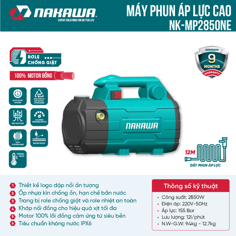 Máy phun áp lực NAKAWA NK-MP2850NE (không chỉnh áp)
