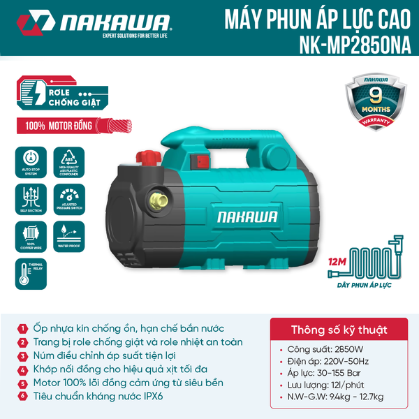 Máy phun áp lực NAKAWA NK-MP2850NA (có chỉnh áp)