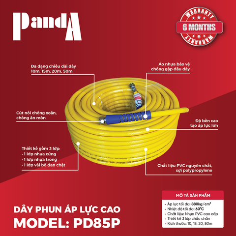 Dây phun áp lực cao PANDA PD85P (các kích thước 10, 15, 20, 50m)