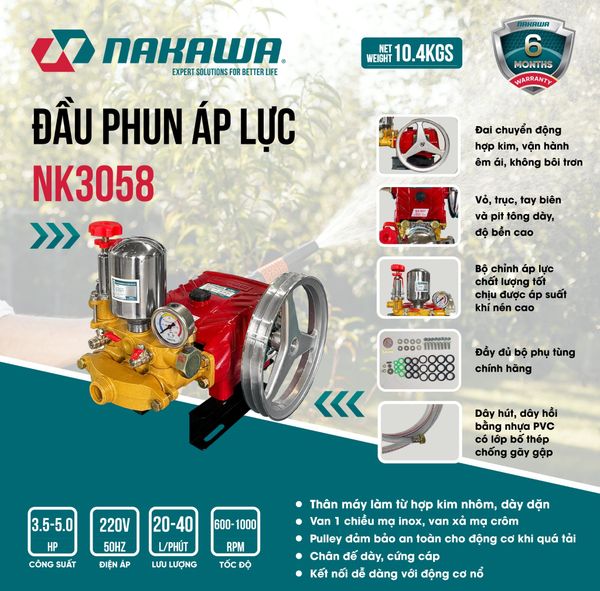 Đầu phun áp lực NAKAWA NK3058