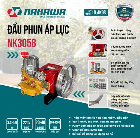 Đầu phun áp lực NAKAWA NK3058