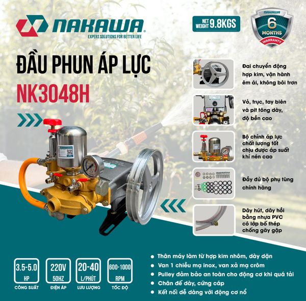 Đầu phun áp lực NAKAWA NK3048H