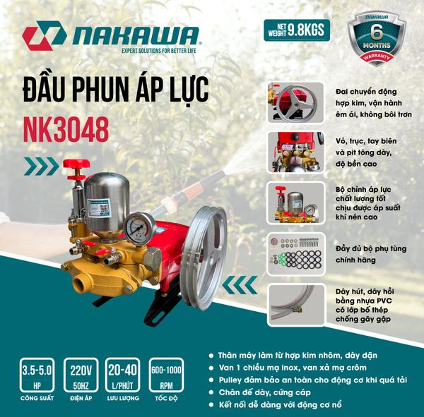 Đầu phun áp lực NAKAWA NK3048