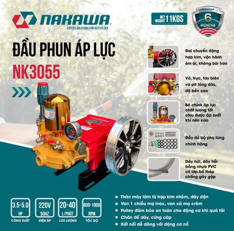 Đầu phun áp lực NAKAWA NK3055