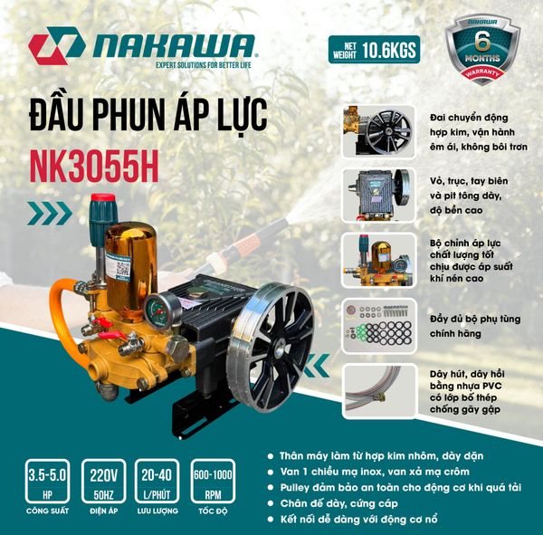 Đầu phun áp lực NAKAWA NK3055H