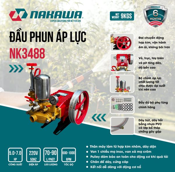 Đầu phun áp lực NAKAWA NK3488