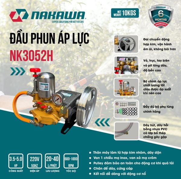 Đầu phun áp lực NAKAWA NK3052H