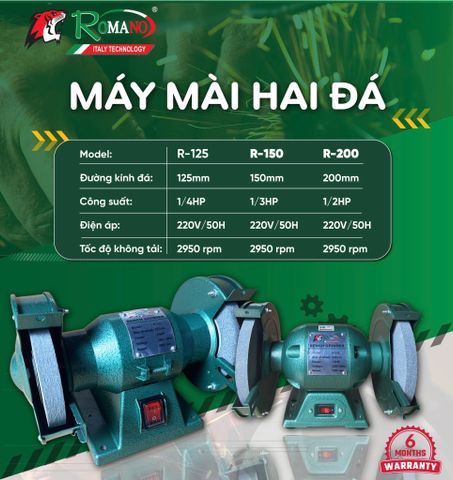 Máy mài 2 đá ROMANO R-150