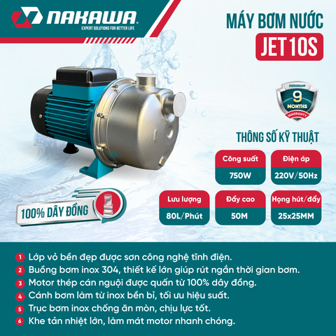 Máy bơm nước chân không NAKAWA JET10S