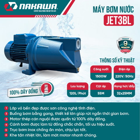 Máy bơm nước chân không NAKAWA JET3BL
