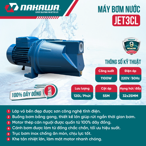 Máy bơm nước chân không NAKAWA JET3CL