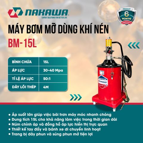 Máy bơm mỡ dùng khí nén NAKAWA BM-15L