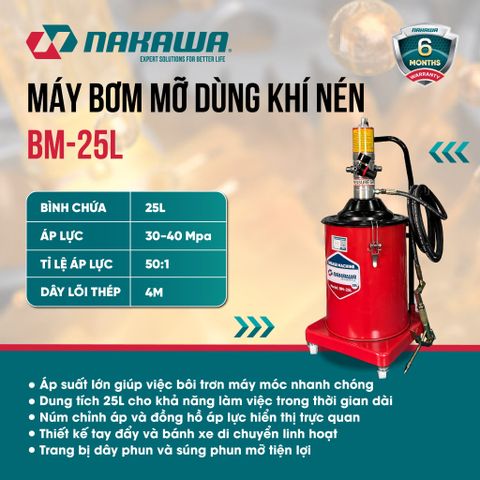 Máy bơm mỡ dùng khí nén NAKAWA BM-25L