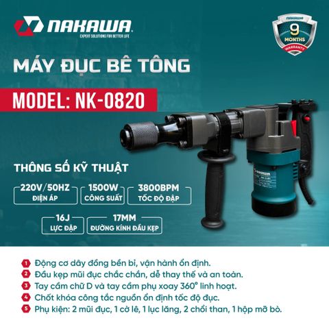 Máy đục bê tông NAKAWA NK-0820
