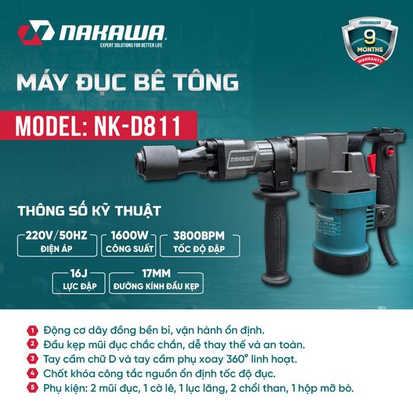 Máy đục bê tông NAKAWA NK-D811