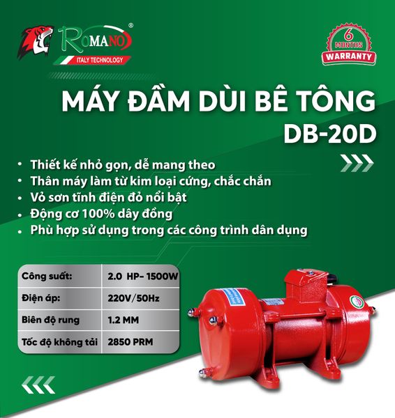 Máy đầm bàn ROMANO DB-20D