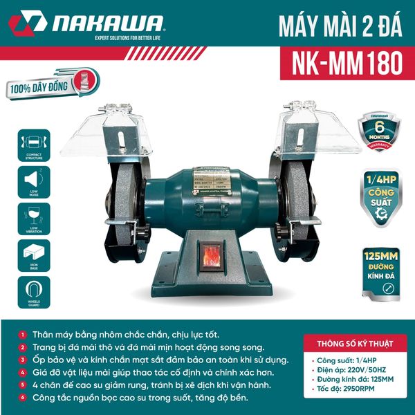 Máy mài 2 đá NAKAWA NK-MM180