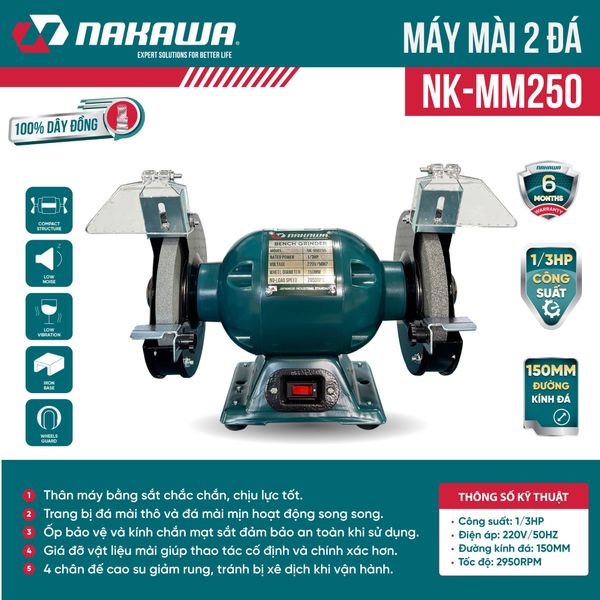 Máy mài 2 đá NAKAWA NK-MM250