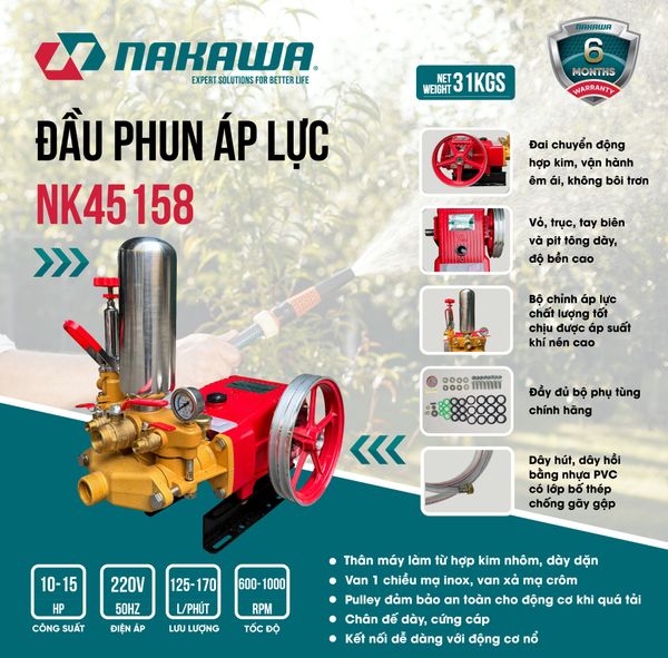 Đầu phun áp lực NAKAWA NK45158