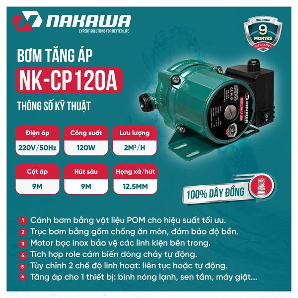 Máy bơm tăng áp NK-CP120A