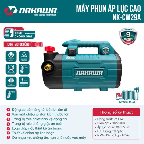 Máy phun áp lực NAKAWA NK-CW29A (có chỉnh áp)