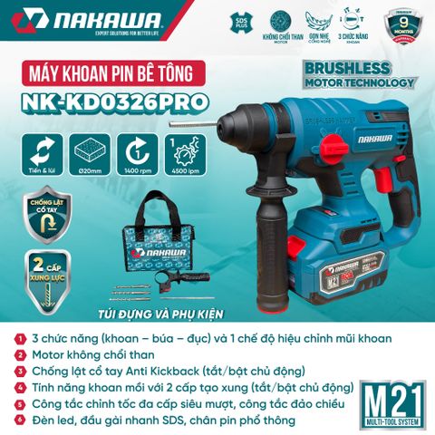 Máy khoan pin bê tông NAKAWA NK-KD0326PRO