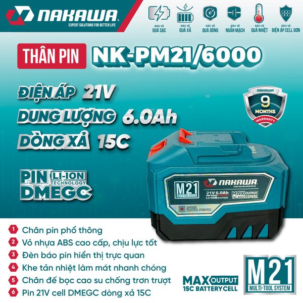 Pin 21V 6.0Ah NAKAWA NK-PM21/6000