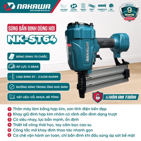 Súng bắn đinh dùng hơi NAKAWA NK-ST64