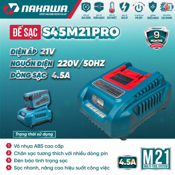 Sạc pin 21V NAKAWA S45M21PRO